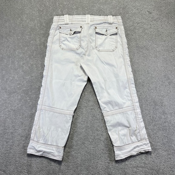 Aventura Pants Womens 8 White Organic Cotton Roll Up Capri Crop Utility Gorpcore - Picture 9 of 16